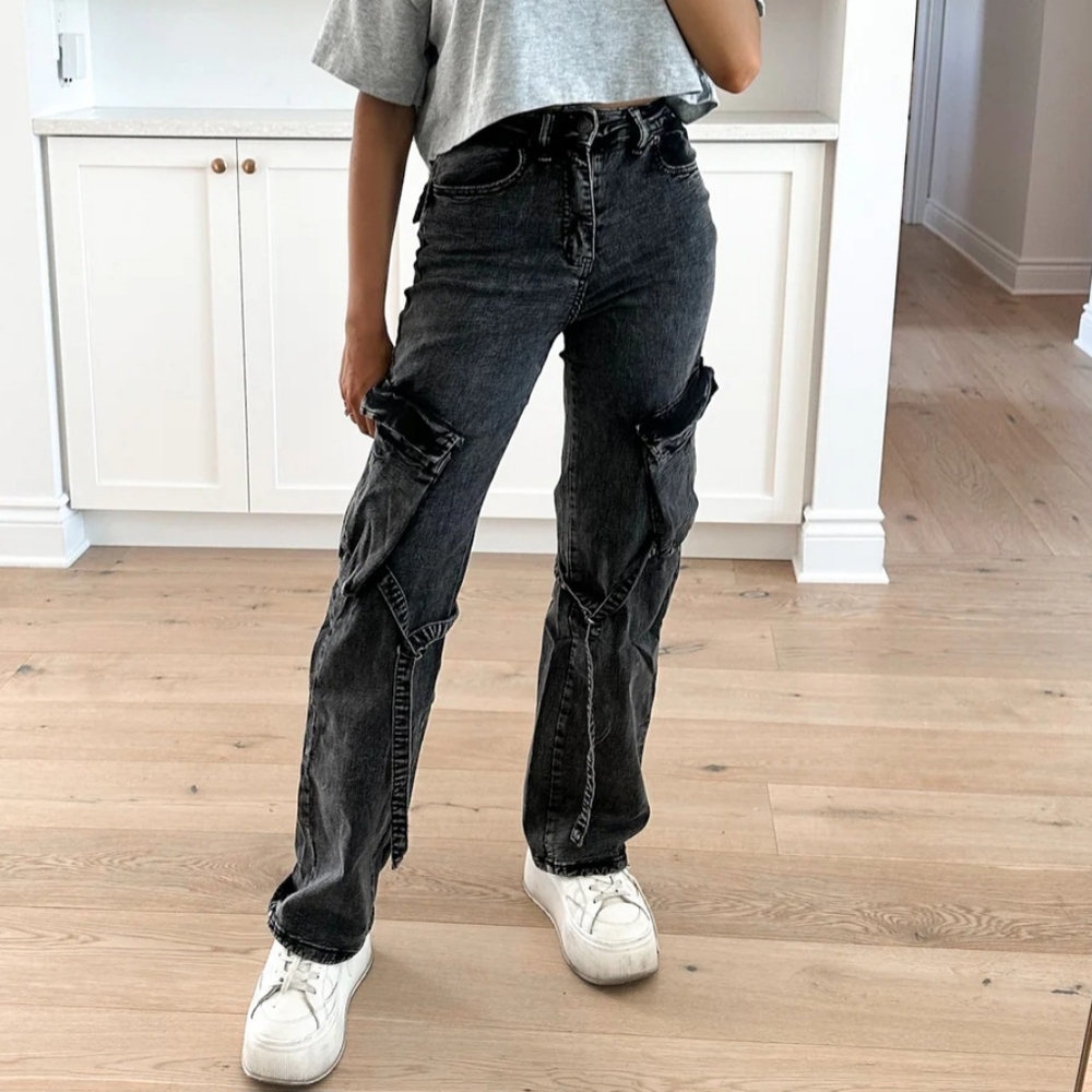 Oycee  Black Cargo Jeans